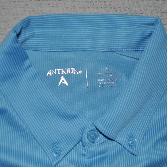 NWT Antigua Light Blue Textured Golf Polo - Picture 4 of 7